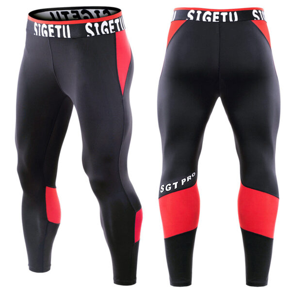 Mens Compression Pants Cool Dry Sports Base Layer Yoga Running Workout Tights Leggings red