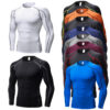 Mens Fitness long sleeved shirt Stretch quick dry for Fitness sports running training