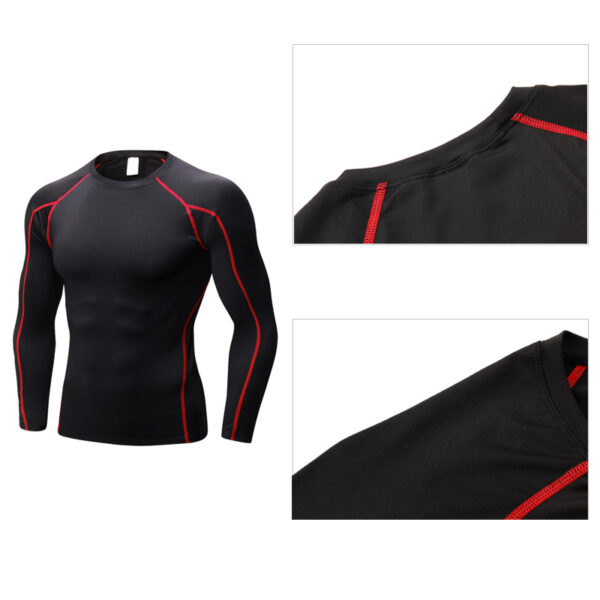 Mens Fitness long sleeved shirt Stretch quick dry for Fitness sports running training 2