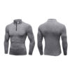 Mens Compression Tights Breathable Thermal Fleece Fitness running training Long sleeve shirt (4)