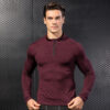 Mens Compression Tights Breathable Thermal Fleece Fitness running training Long sleeve shirt (9)