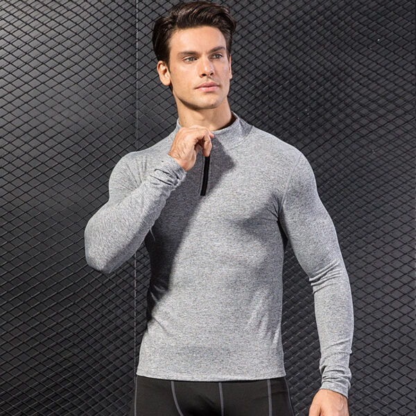 Mens Compression Tights Breathable Thermal Fleece Fitness running training Long sleeve shirt (10)