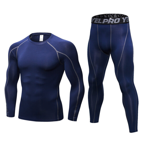 Men 2pcs Workout Clothes Set Quick Dry Long Sleeve Compression Shirt and Pants Set Fitness Gym Sports Running Suits (14)