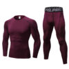 Men 2pcs Workout Clothes Set Quick Dry Long Sleeve Compression Shirt and Pants Set Fitness Gym Sports Running Suits (15)
