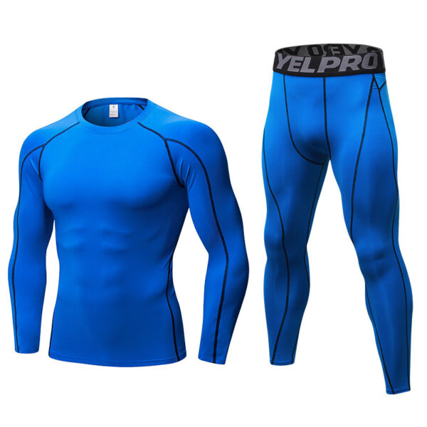 Men 2pcs Workout Clothes Set Quick Dry Long Sleeve Compression Shirt and Pants Set Fitness Gym Sports Running Suits (16)