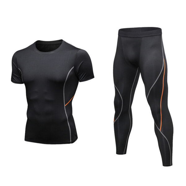 Mens 2pcs Workout Clothes Set Compression Shirt and Pants Set Fitness Gym Sports Running Suits (8)