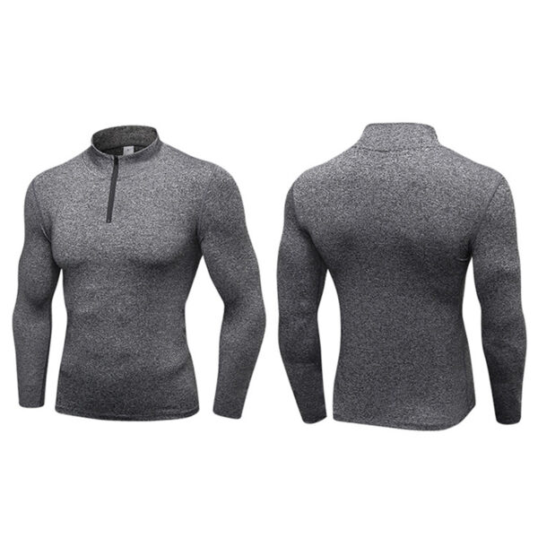 Men Long Sleeve Baselayer Cool Dry Compression T-Shirt for Athletic Workout and Running Gray