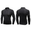 Men Long Sleeve Baselayer Cool Dry Compression T-Shirt for Athletic Workout and Running Black