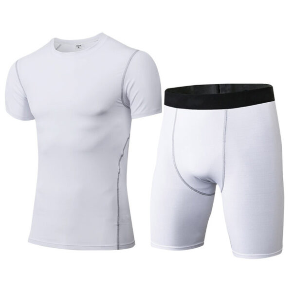 Men Compression Suit Baselayer Tights Sets Sports Short Sleeve T-shirt short Pants Tights Gym Exercise Clothes Workout Bodysuit Ultra Thin Running Fitness Suits Active Wear Sportswear (4)