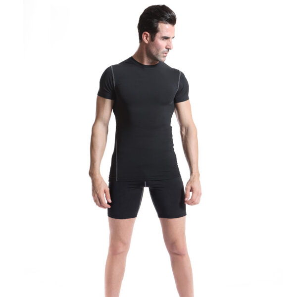 Men Compression Suit Baselayer Tights Sets Sports Short Sleeve T-shirt short Pants Tights Gym Exercise Clothes Workout Bodysuit Ultra Thin Running Fitness Suits Active Wear Sportswear (11)