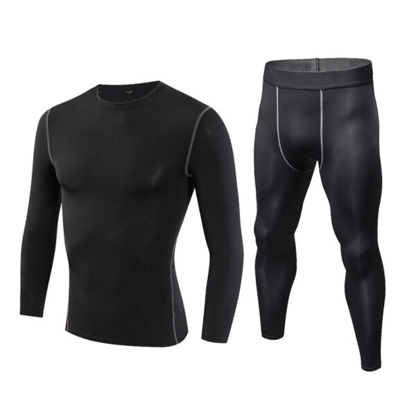 Men Compression Tights Sets Sports Long Sleeve T-shirt Gym Exercise Clothes Workout Bodysuit Fitness Suits Sportswear (8)
