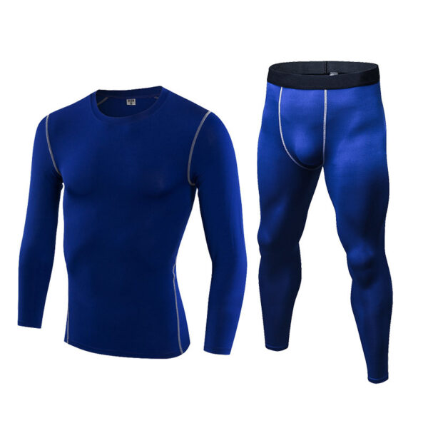 Men Compression Tights Sets Sports Long Sleeve T-shirt Gym Exercise Clothes Workout Bodysuit Fitness Suits Sportswear (9)