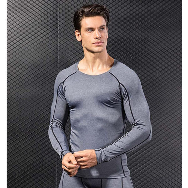 Workout Tops Fitness Long Sleeved Sports Compression Shirt for Men Stretch Quick Dry (8)