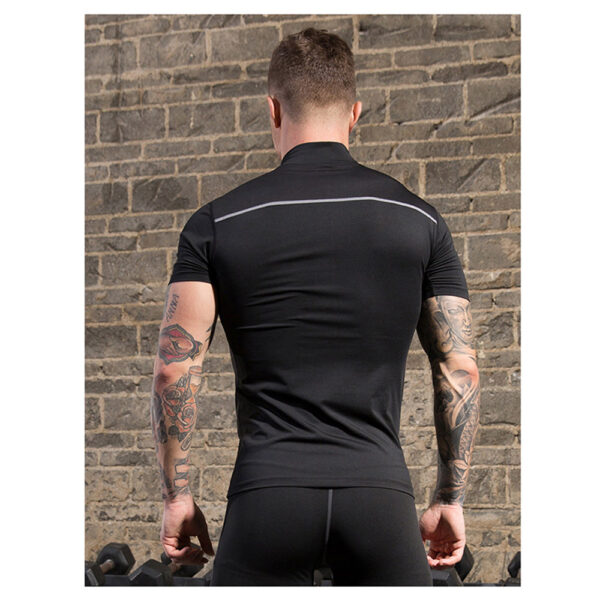 Spozeal Mens Mock Neck Compression Fitness Sweat Shirt Sports Short Sleeve Training Base Layers Shirt 1 (13)