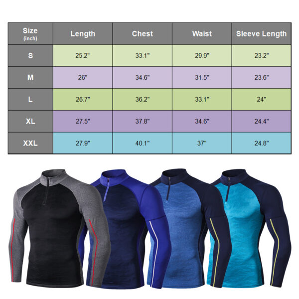 Spozeal Mens Long Sleeve T Shirts Mock Neck Base Layer Workout Athletic Tops size chart
