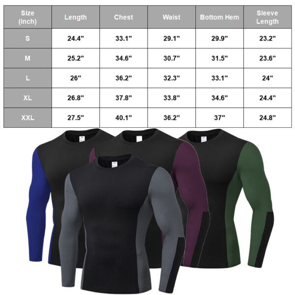 Spozeal Mens Activewear Compression Baselayer Shirts Long Sleeve Clothes Sports Tops Size