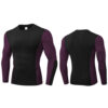 Men's Activewear Compression Baselayer Shirts Long Sleeve sports tops Wine Red
