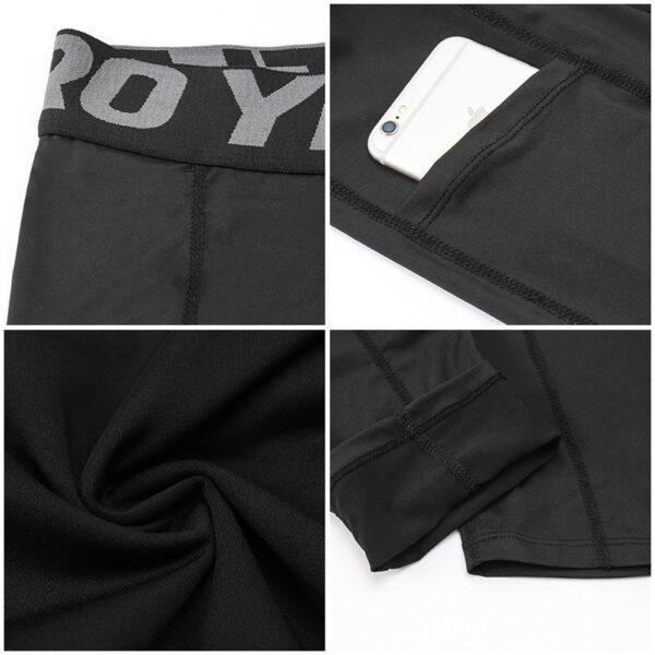 Mens Joggers Leggings With Pockets Pro Sports Workout Compression Pants black
