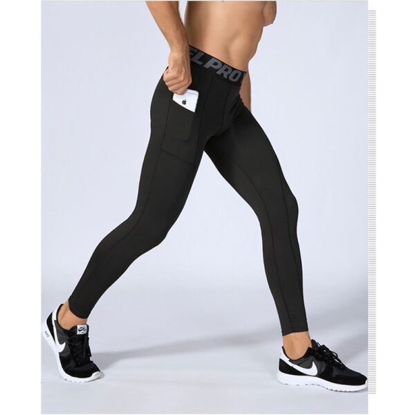 Men Joggers Leggings With Pockets Pro Sports Workout Compression Pants
