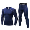 2pcs Workout Clothes Set Quick Dry Long Sleeve Compression Shirt and Pants Set Fitness Gym Sports Running Suits for Men