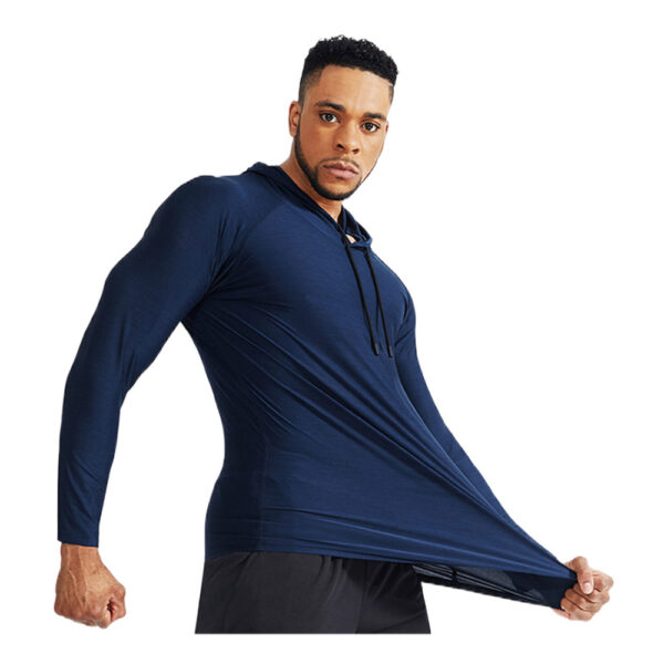 Spozeal Mens Workout Long Sleeve Hooded Shirt Quick Dry Athletic Casual Long Sleeve Pullover Hoodie (2)