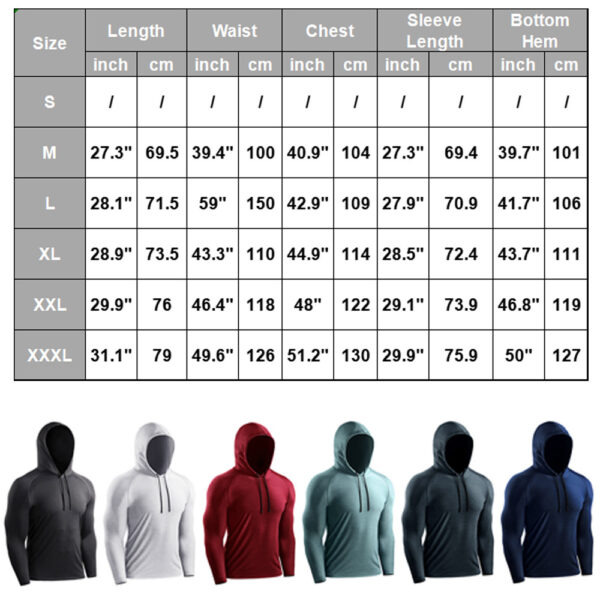 Spozeal Mens Workout Long Sleeve Hooded Shirt Quick Dry Athletic Casual Long Sleeve Pullover Hoodie size