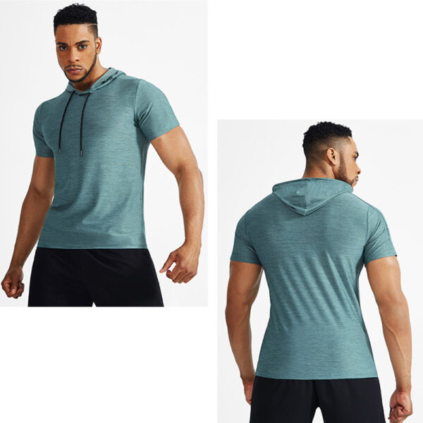 Spozeal Mens Workout Short Sleeve Hooded Shirt Quick Dry Athletic Casual Short Sleeve Pullover Hoodie 10