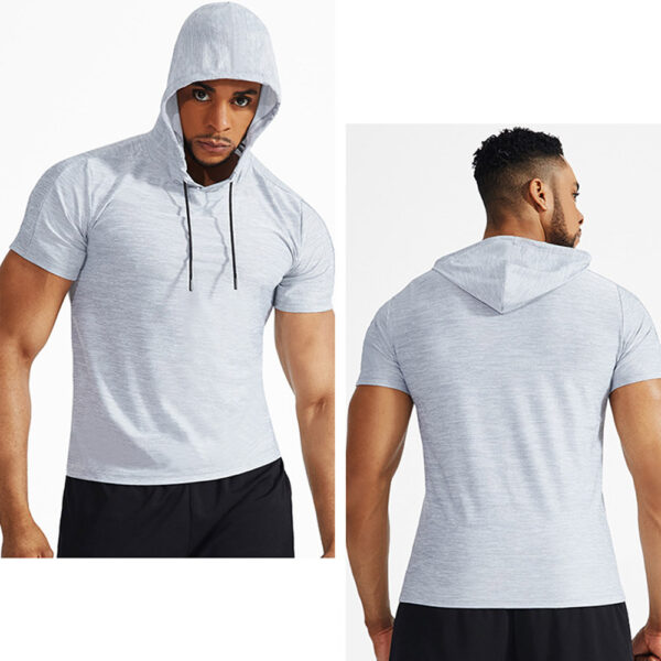 Spozeal Mens Workout Short Sleeve Hooded Shirt Quick Dry Athletic Casual Short Sleeve Pullover Hoodie 12