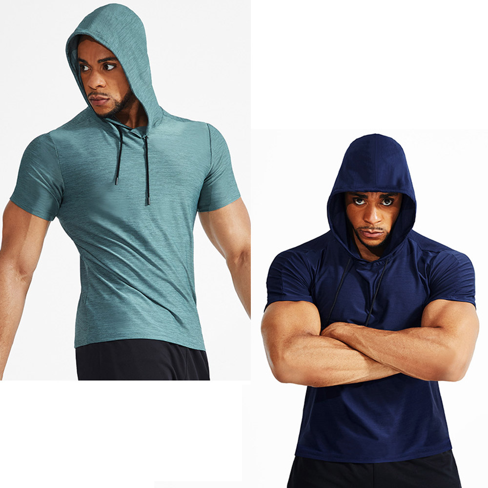 Spozeal Mens Workout Short Sleeve Hooded Shirt Quick Dry Athletic Casual Short Sleeve Pullover Hoodie 15
