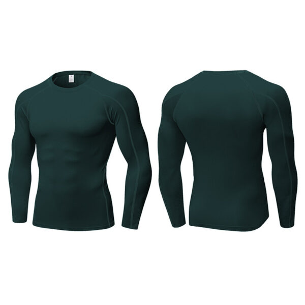 Workout Tops Fitness Long Sleeved Sports Compression Shirt for Men Stretch Quick Dry dark green