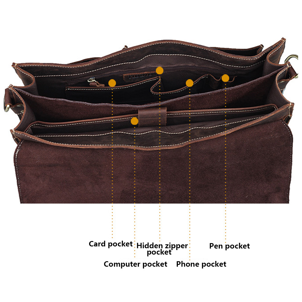 Handmade Men Leather Messenger Bag Business Briefcase Laptop Totes Satchel Bag for Men (7)