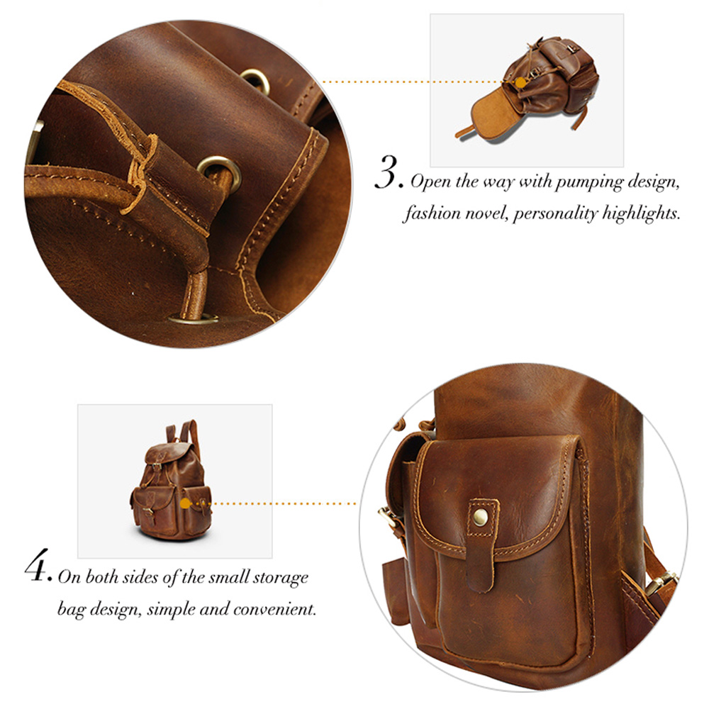 Leather Men Vintage Backpack Rucksack Travel Satchel Bag Women Cowhide Daypack (14)