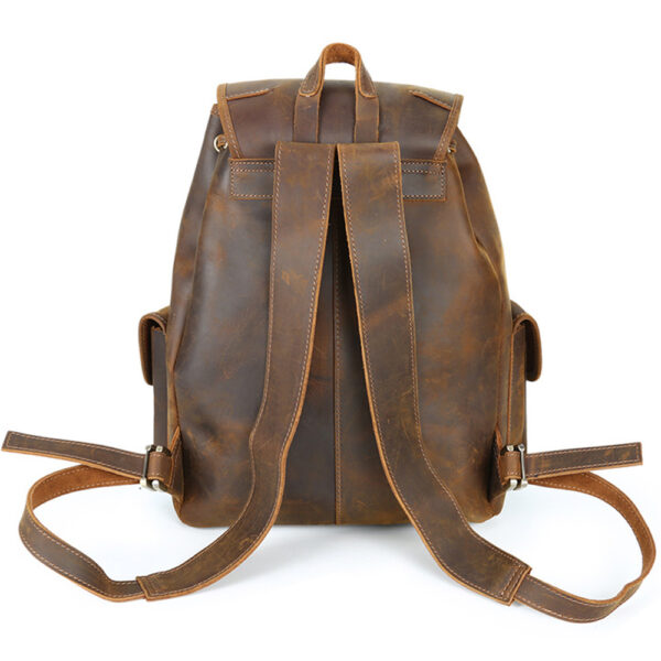 Leather Men Vintage Backpack Rucksack Travel Satchel Bag Women Cowhide Daypack (5)