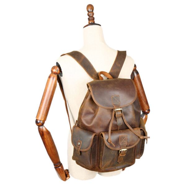 Leather Men Vintage Backpack Rucksack Travel Satchel Bag Women Cowhide Daypack (9)