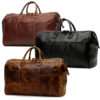 Men & Women Cowhide Leather Travel Luggage Bags Carry on Weekender Overnight Tote Duffel Bag (1)