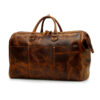 Men & Women Cowhide Leather Travel Luggage Bags Carry on Weekender Overnight Tote Duffel Bag chestnut