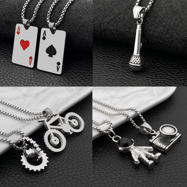 Pendant stainless steel simple Hip-hop fashion punk jewelry for men and women (41)