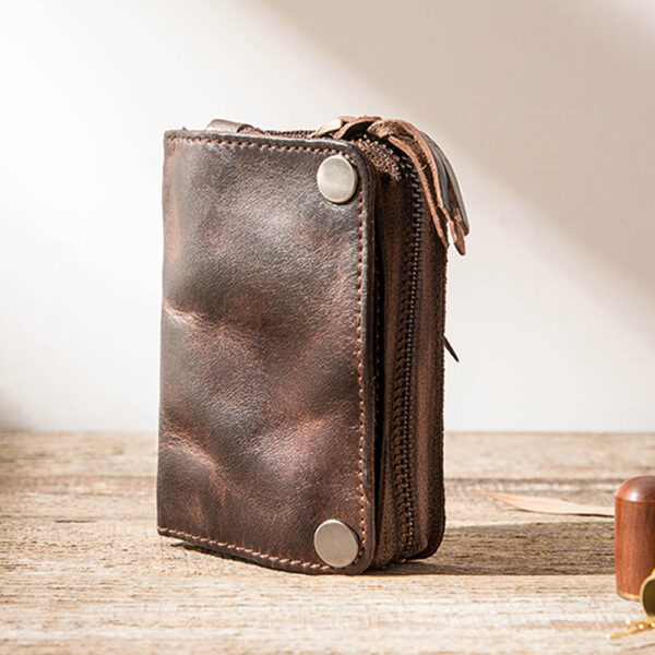 Vegetable Tanned Leather Key Case Coin Purse Car Key Bag for Men & Women (10)