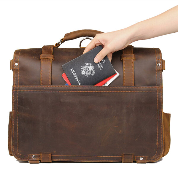 Men Single or Double Shoulder Dual Purpose Leather Briefcase Totes Satchel Bag (2)