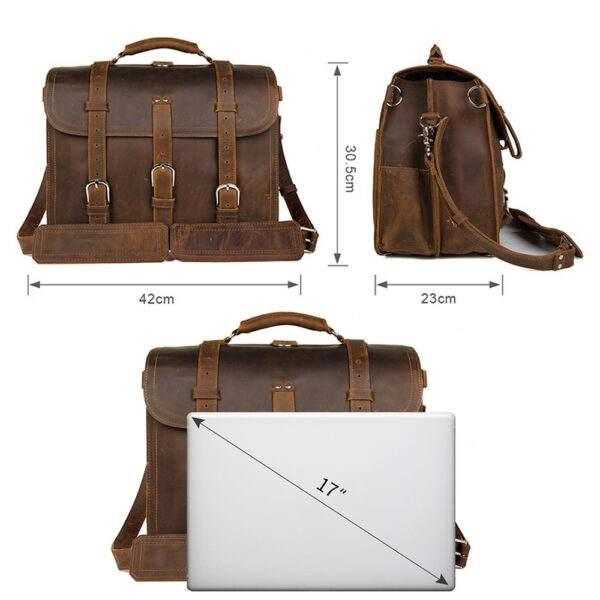 Men Single or Double Shoulder Dual Purpose Leather Briefcase Totes Satchel Bag (25)