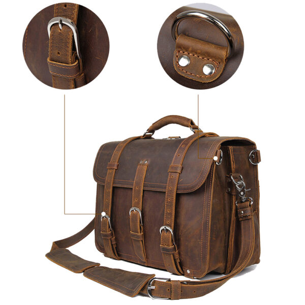 Men Single or Double Shoulder Dual Purpose Leather Briefcase Totes Satchel Bag (6)