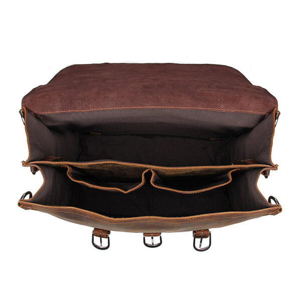 Men Single or Double Shoulder Dual Purpose Leather Briefcase Totes Satchel Bag (7)