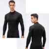 Mens Stand Up Collar Fleece Fitness Clothes High Elastic Tight Long Sleeves Shirt for Men (23)