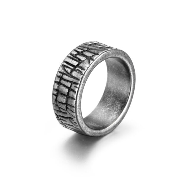 Silver Grey Mottled Steel Rings Unisex Accessories Jewelry for Men and Women