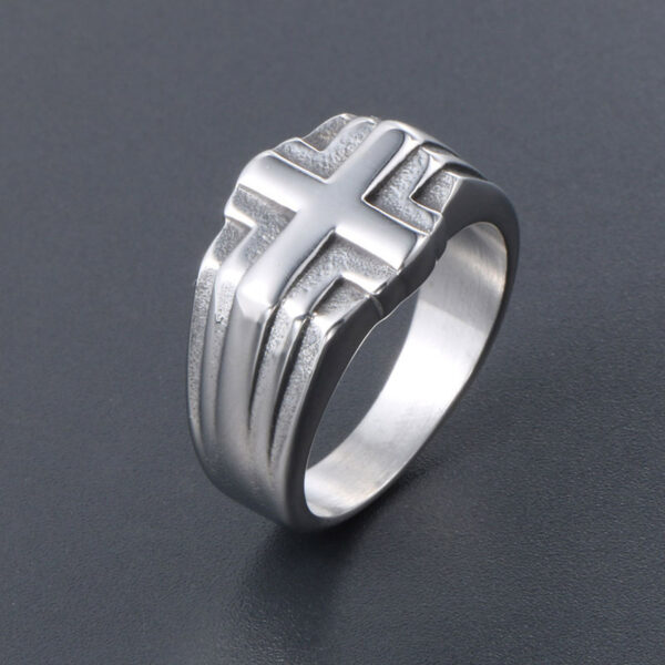 Simple Accessory Cross Steel Ring Unisex Jewelry for Men and Women (4)