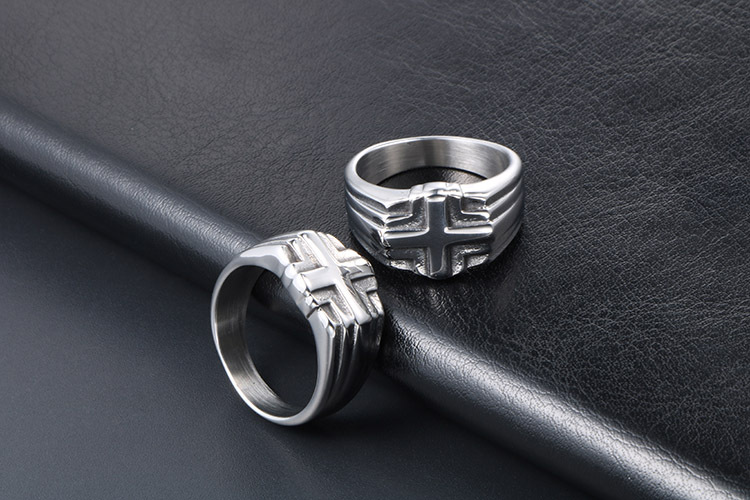 Simple Accessory Cross Steel Ring Unisex Jewelry for Men and Women (5)