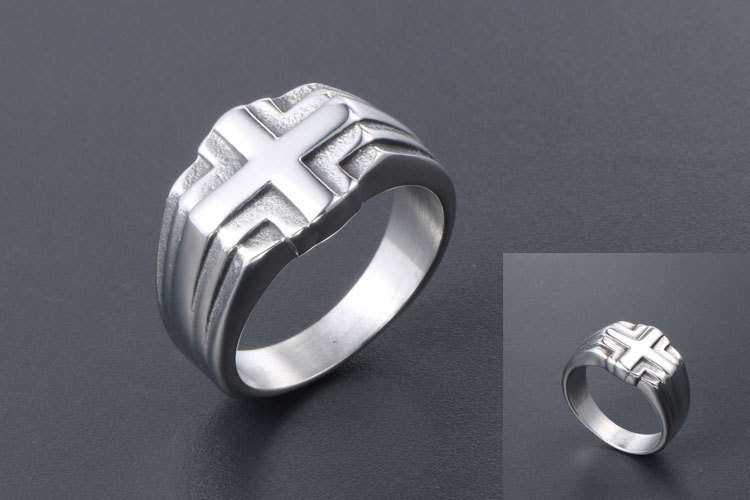 Simple Accessory Cross Steel Ring Unisex Jewelry for Men and Women (6)
