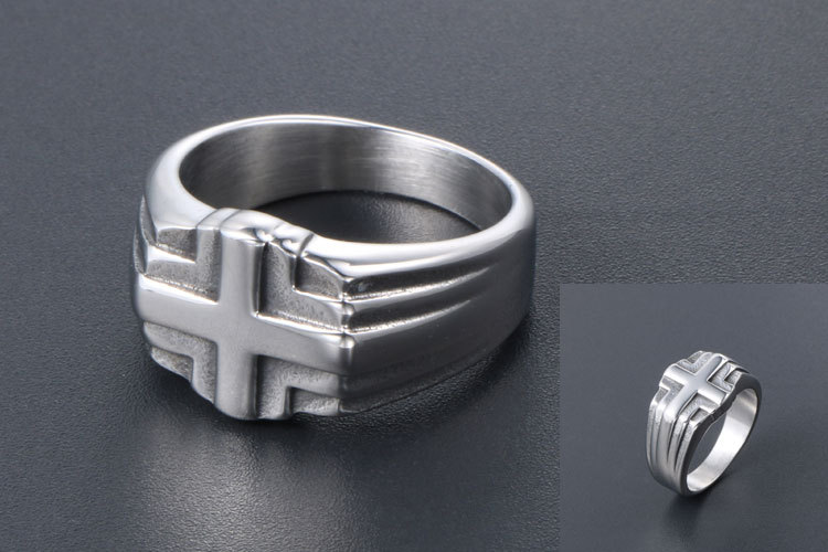 Simple Accessory Cross Steel Ring Unisex Jewelry for Men and Women (7)