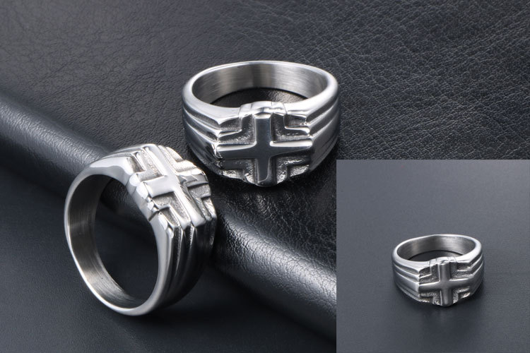 Simple Accessory Cross Steel Ring Unisex Jewelry for Men and Women (8)