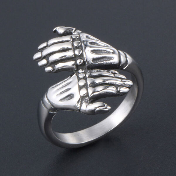 Unisex Punk Personality Skull Hand Steel Ring for Men and Women (4)